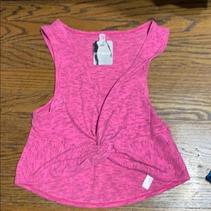 Free people movement pink crop twist top